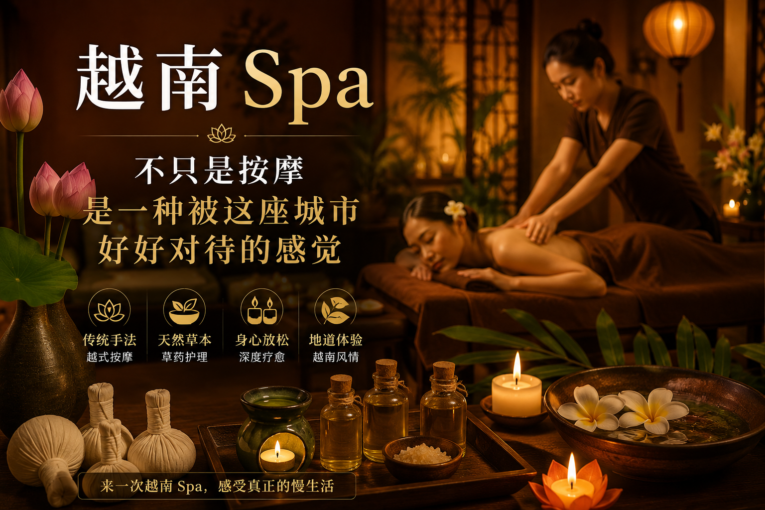 越南Spa精油按摩与香薰蜡烛