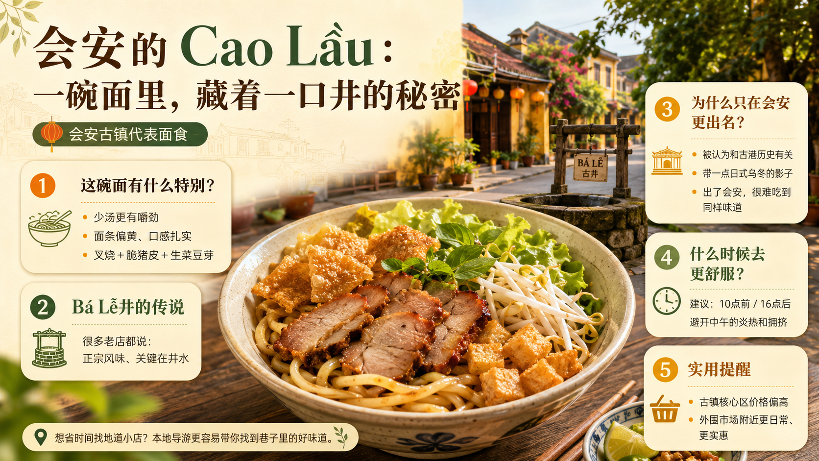 会安古镇午后街景,灯笼与老街屋檐
